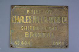 Maritime Interest - Brass Shipbuilder's Plate