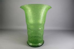 A Late 19th Century Tall Green-Fluted Blown Glass Vase.