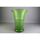 A Late 19th Century Tall Green-Fluted Blown Glass Vase.