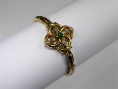 A Ladies Antique 18ct Yellow Gold Diamond, Pearl and Emerald Bracelet