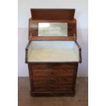 Antique Flame Mahogany Campaign Marble Wash Stand.