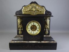 A.H. Smith, Cavan Slate and Black Marble Mantle Clock