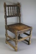 Two Antique Hand-carved Oak Chairs