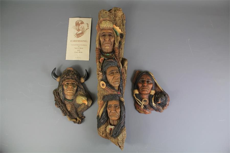 Neil J. Rose and Gary Rose. Three Resin North American Indian Figure Wall Plaques.