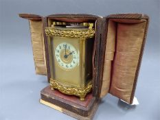 Antique French Gilt Brass Carriage Clock