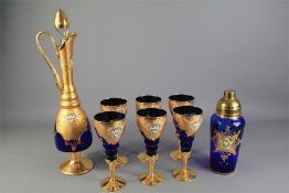A Set of 20th Century Bohemian Decanter and Glasses
