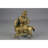 An Antique Mixed Alloy Manchu Mounted Warrior