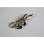 A 9ct Yellow Gold Garnet and Diamond Brooch