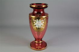 A Mid-20th Century Bohemian Pink Glass Vase