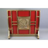 An Art Deco Style Bronze and Enamel Fire Screen