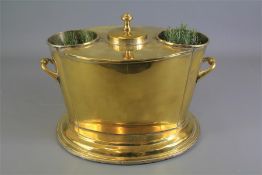 An Edwardian-Style Oval Brass Finish Planter