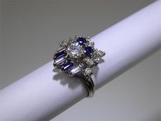 A White Gold Art Deco Style Sapphire & Diamond Ring