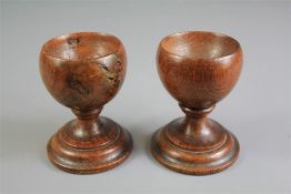 A Pair of Elm Turned Treen Goblets