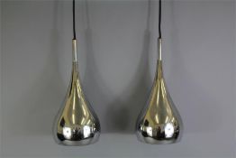 A Contemporary Chrome Finish Tear Drop Light Fitting