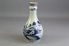 A Late 18th Century Blue and White Bottle Vase.