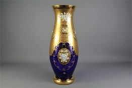 A Mid-20th Century Bohemian Blue Glass Vase