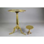An Antique Brass Trivet and Miniature Brass Table