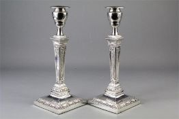 A Pair of Antique Victorian Neo-Classical Sterling Silver Candlesticks