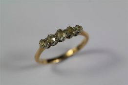 An Antique 18ct Yellow Gold and Platinum Diamond Ring