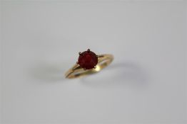 A Vintage 14ct Yellow Gold and Red Stone Ring