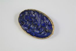 A Chinese Lapis Lazuli Carved Brooch