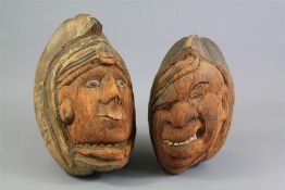 A Pair of Antique Carved Coconuts