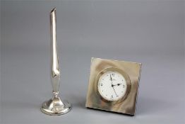 A Robert Carr Silver-Cased Desk Clock