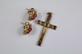 A 9ct Gold and Ruby Cross Pendant