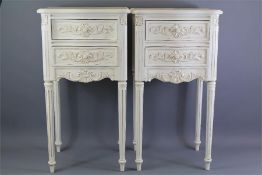 A Pair of White-Painted Bedside Cabinets