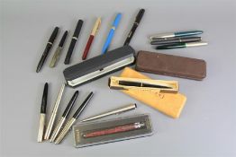 A Collection of Parker Fountain and Biro Pens