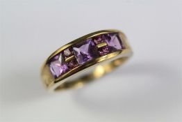 A 9ct Yellow Gold Amethyst Ring.