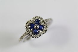 An 18ct White Gold Diamond and Sapphire Ring