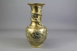 An Early 20th Century Brass Neck Vase Depicting Phoenix