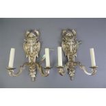 A Pair of Silver-Metal Wall Lights