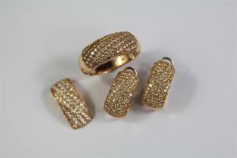 An 18ct Rose Gold Diamond Pave Set Jewellery Suite