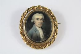 A Fine 9ct Georgian Mourning Brooch/Portrait Miniature