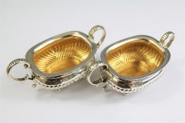 A Pair of Silver Gilt-Lined Salts
