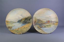 A Pair of Watcombe Torquay Pottery Plates