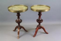 A Pair of Circular Marble Topped Occasional Tables