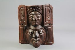 A Haida Indian (North West Cost) Carved Wood Headdress Frontlet