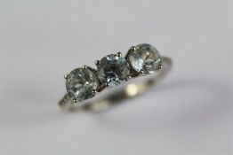 A 9ct White Gold Aquamarine Ring