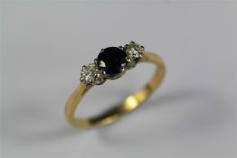 A Vintage 18ct Yellow Gold Sapphire and Diamond Ring