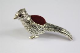 A Silver Pheasant Pin Cushion