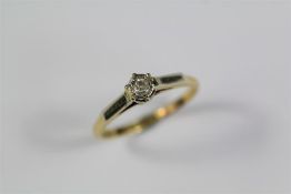 An Antique 18ct Yellow Gold and Platinum Solitaire Diamond Ring