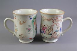 A Pair Antique Cantonese Export Tankards