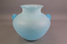 A Pale Blue Frosted Glass Vase.