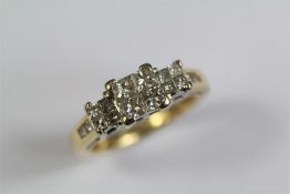 A 14ct Yellow Gold Square-Cut Diamond Ring