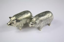 A Pair of Vintage Silver Pig Condiments