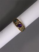 A 9ct Yellow Gold Amethyst and Aquamarine Ring
