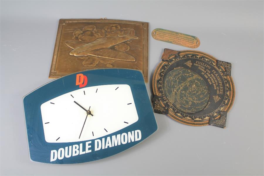 A Perspex Double Diamond Advertising Clock